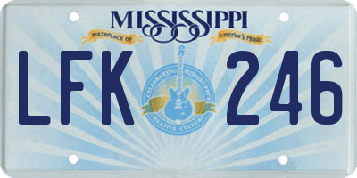 MS license plate LFK246