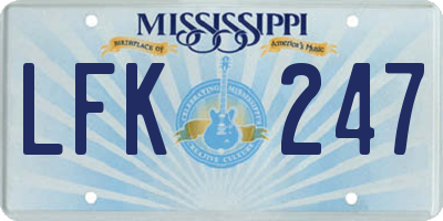 MS license plate LFK247