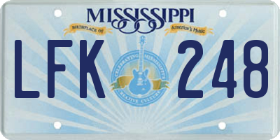 MS license plate LFK248