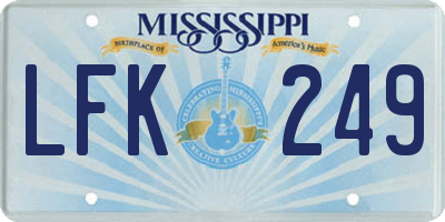 MS license plate LFK249