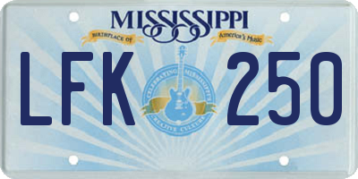 MS license plate LFK250