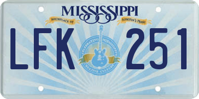 MS license plate LFK251