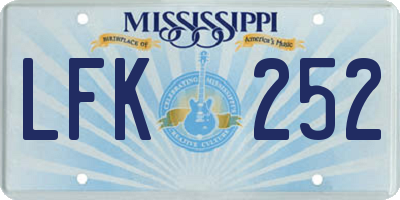 MS license plate LFK252