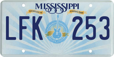 MS license plate LFK253