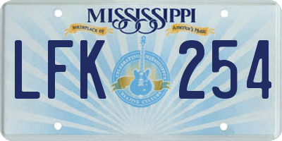 MS license plate LFK254