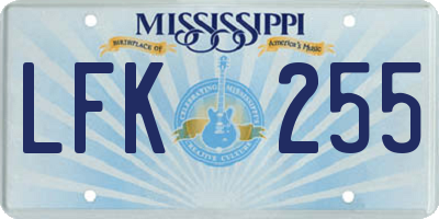 MS license plate LFK255