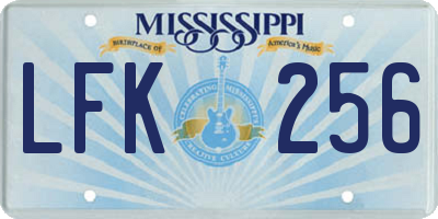 MS license plate LFK256