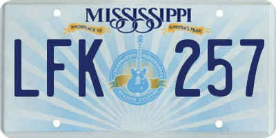 MS license plate LFK257