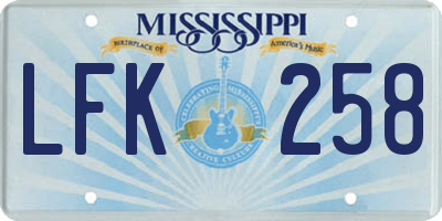 MS license plate LFK258