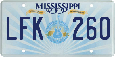 MS license plate LFK260
