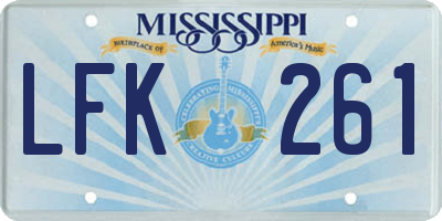 MS license plate LFK261