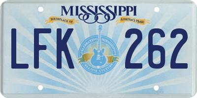MS license plate LFK262