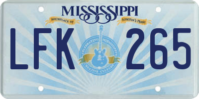 MS license plate LFK265