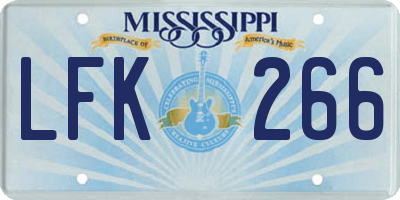 MS license plate LFK266