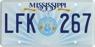 MS license plate LFK267