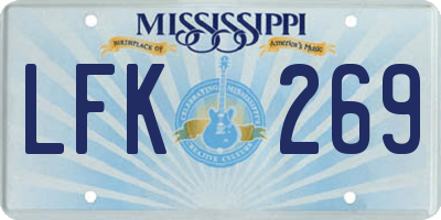 MS license plate LFK269