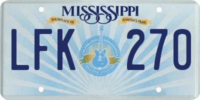 MS license plate LFK270