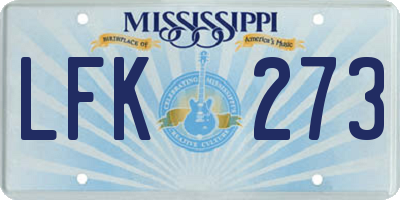 MS license plate LFK273