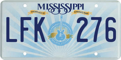 MS license plate LFK276