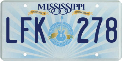 MS license plate LFK278