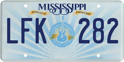 MS license plate LFK282