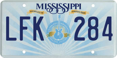 MS license plate LFK284