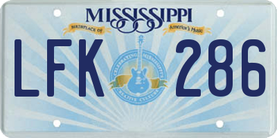 MS license plate LFK286