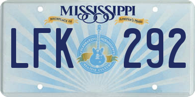 MS license plate LFK292