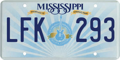 MS license plate LFK293