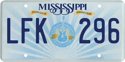 MS license plate LFK296