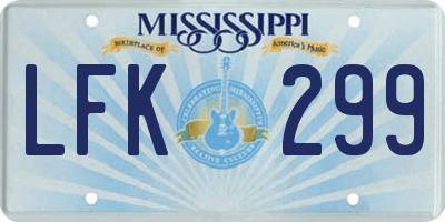 MS license plate LFK299