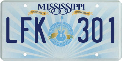 MS license plate LFK301