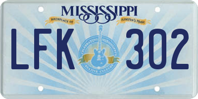 MS license plate LFK302