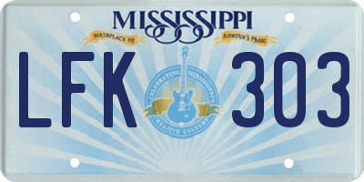 MS license plate LFK303