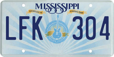 MS license plate LFK304