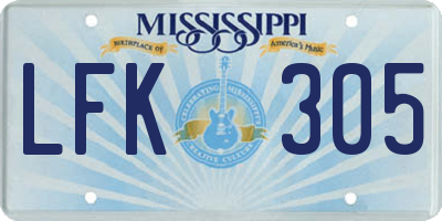 MS license plate LFK305