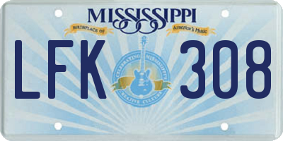MS license plate LFK308