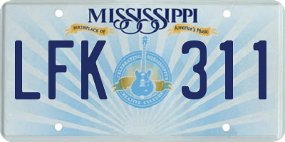 MS license plate LFK311