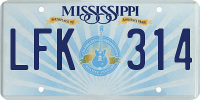 MS license plate LFK314