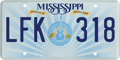 MS license plate LFK318