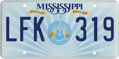 MS license plate LFK319
