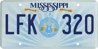 MS license plate LFK320