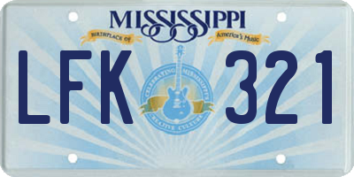 MS license plate LFK321