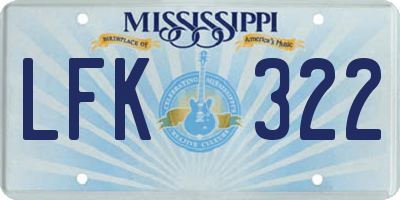 MS license plate LFK322