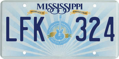 MS license plate LFK324
