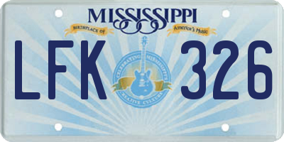 MS license plate LFK326