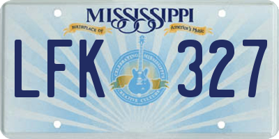 MS license plate LFK327