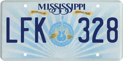 MS license plate LFK328