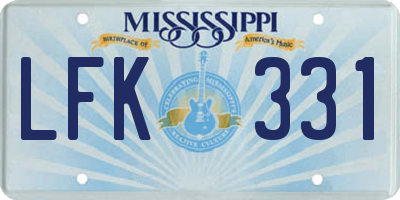 MS license plate LFK331