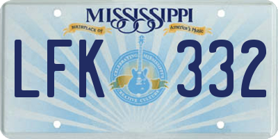 MS license plate LFK332